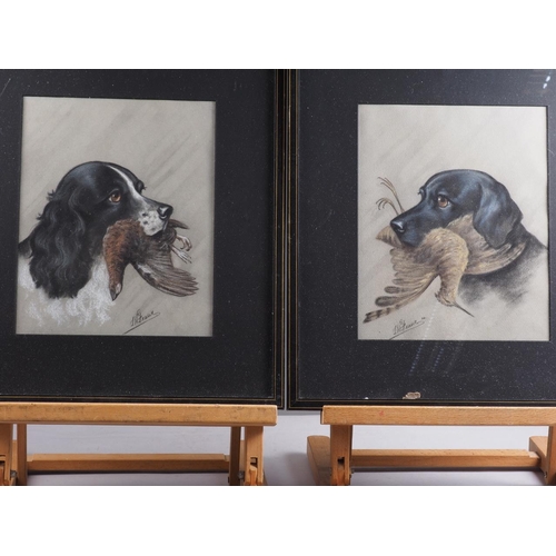 424 - J W Fraser: a pair of pastel studies, gun dogs, 10