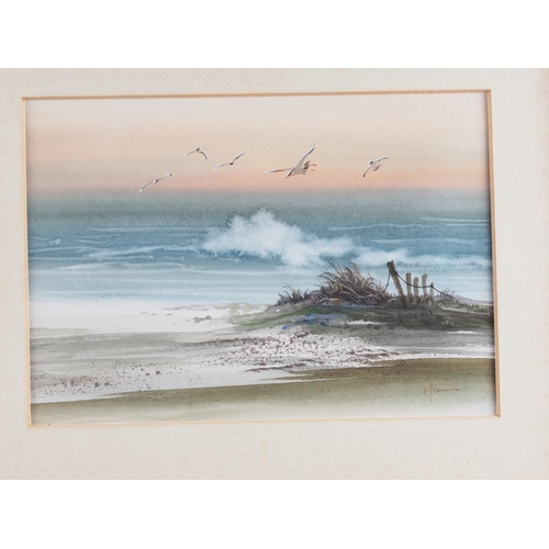 440 - A pair of watercolours, coastal scenes, 4 3/4