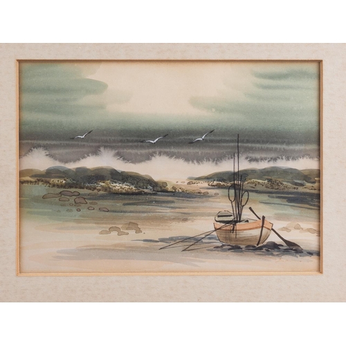 440 - A pair of watercolours, coastal scenes, 4 3/4