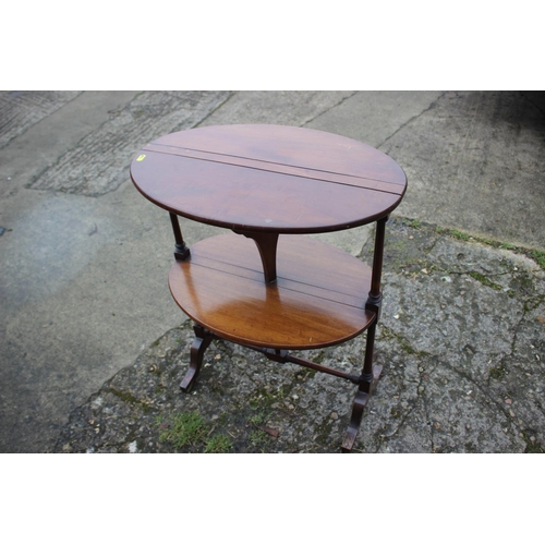 490 - A 19th century two-tier folding tea table, on splay supports, 20