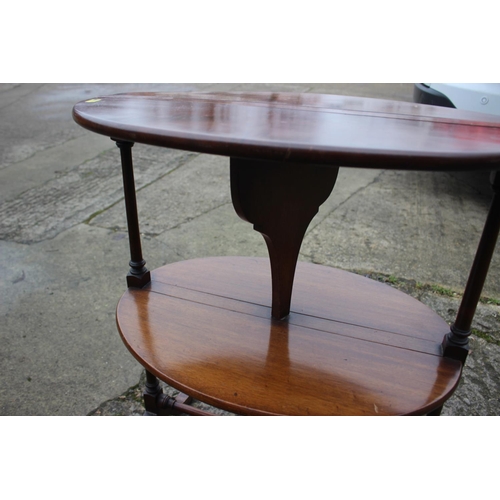 490 - A 19th century two-tier folding tea table, on splay supports, 20