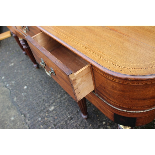 498 - An early 19th century mahogany and line inlaid square piano case, now a sideboard, fitted three draw... 