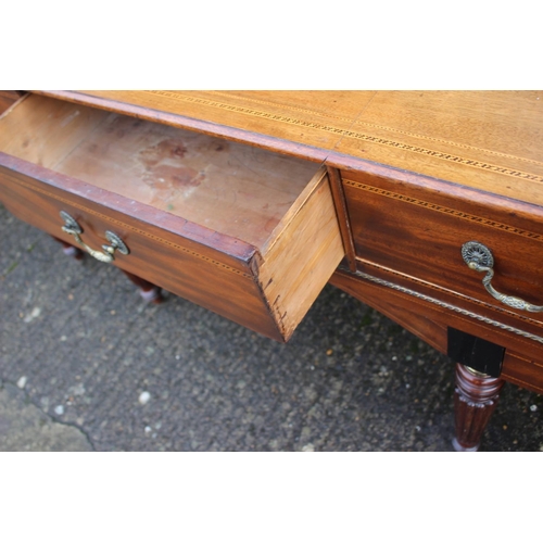 498 - An early 19th century mahogany and line inlaid square piano case, now a sideboard, fitted three draw... 