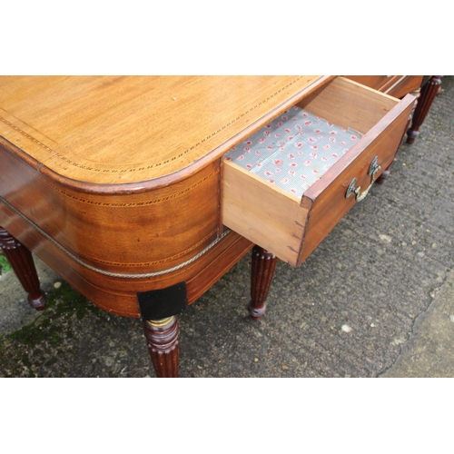 498 - An early 19th century mahogany and line inlaid square piano case, now a sideboard, fitted three draw... 