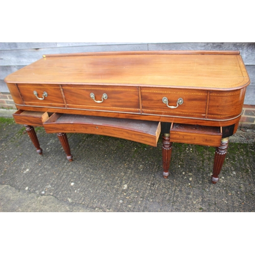 498 - An early 19th century mahogany and line inlaid square piano case, now a sideboard, fitted three draw... 