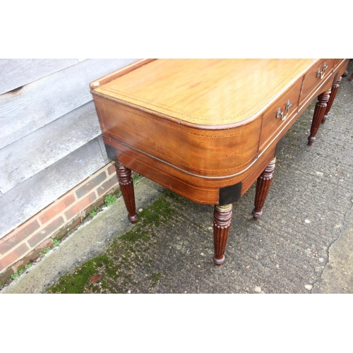 498 - An early 19th century mahogany and line inlaid square piano case, now a sideboard, fitted three draw... 