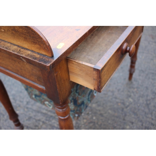 499 - A 19th century mahogany tray top work table, fitted two drawers over pull-out well, on turned suppor... 