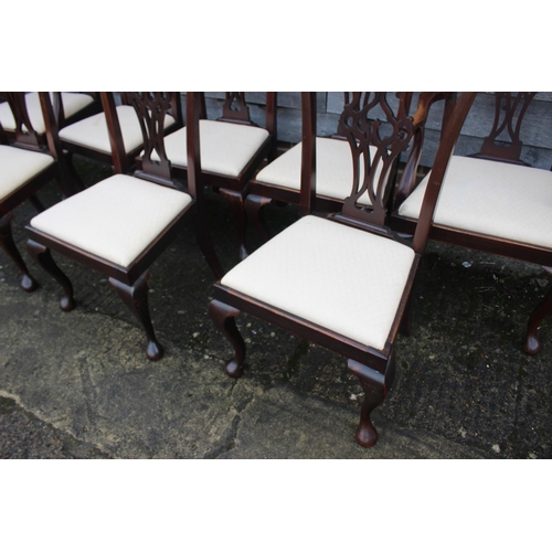 506 - A set of eight late 19th century mahogany dining chairs of Chippendale design with drop-in seats, on... 