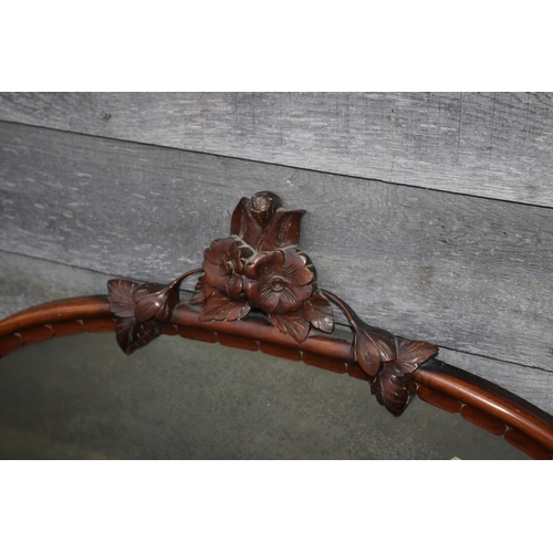 527 - A 19th century figured walnut serpentine front marble top credenza with mirror back over three mirro... 