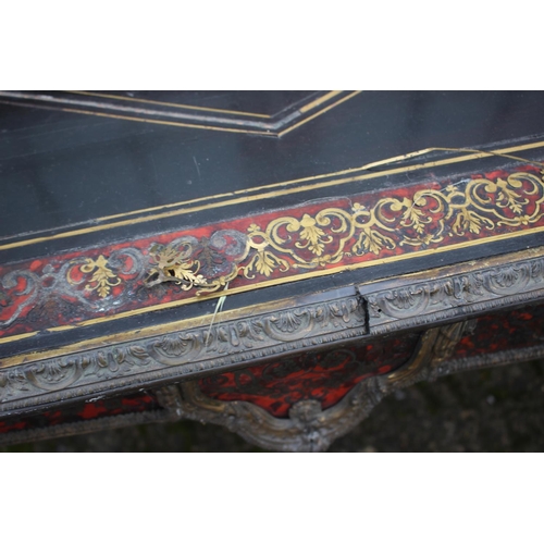 545 - A 19th century Boulle work side table, fitted one drawer, on cabriole supports, 33 1/2