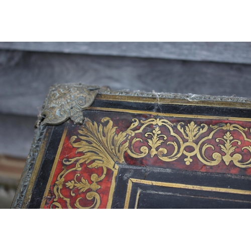 545 - A 19th century Boulle work side table, fitted one drawer, on cabriole supports, 33 1/2