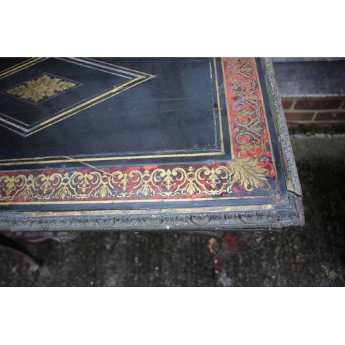 545 - A 19th century Boulle work side table, fitted one drawer, on cabriole supports, 33 1/2