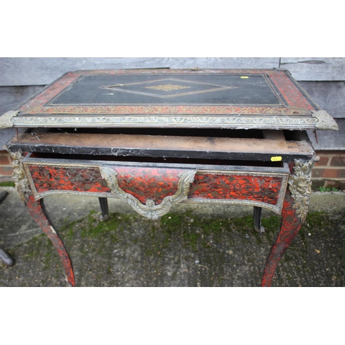 545 - A 19th century Boulle work side table, fitted one drawer, on cabriole supports, 33 1/2