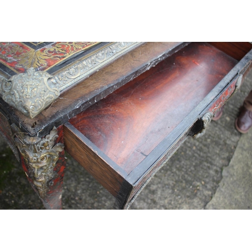 545 - A 19th century Boulle work side table, fitted one drawer, on cabriole supports, 33 1/2