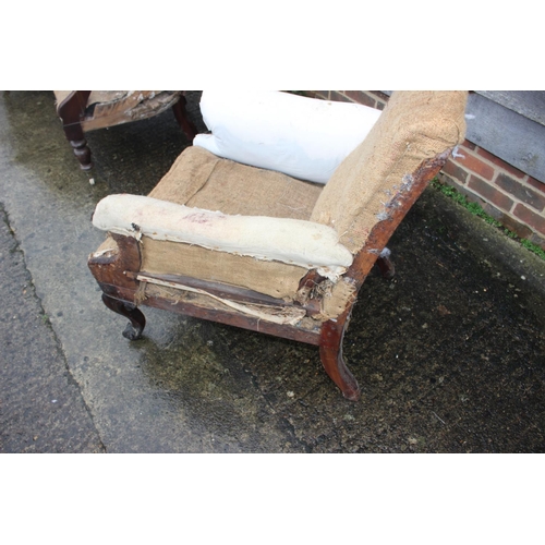 548 - Two 19th century mahogany framed armchairs (for re-upholstery)