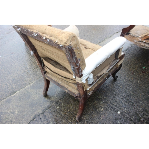 548 - Two 19th century mahogany framed armchairs (for re-upholstery)