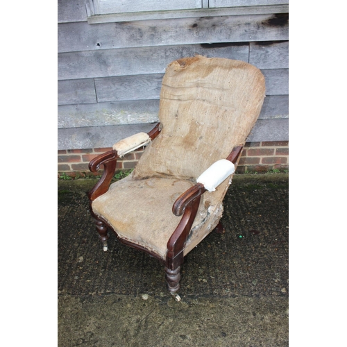 548 - Two 19th century mahogany framed armchairs (for re-upholstery)