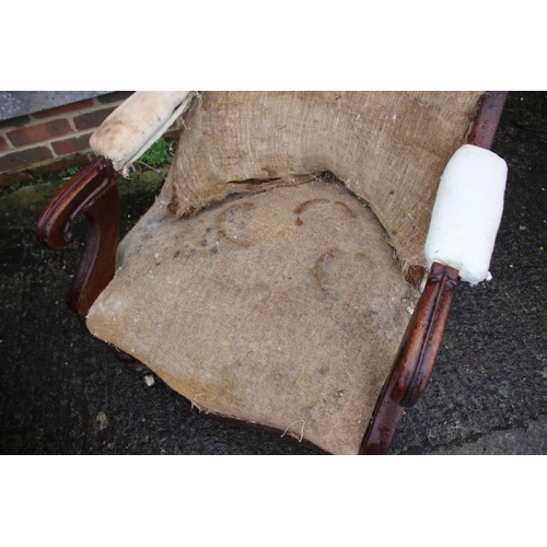 548 - Two 19th century mahogany framed armchairs (for re-upholstery)