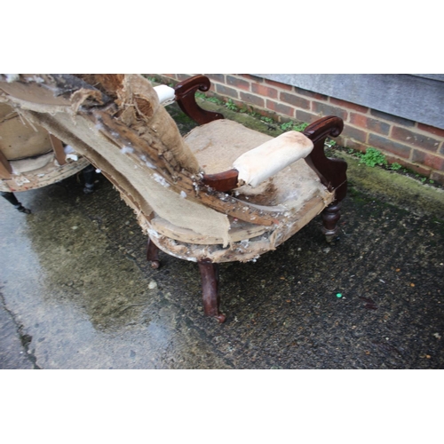 548 - Two 19th century mahogany framed armchairs (for re-upholstery)