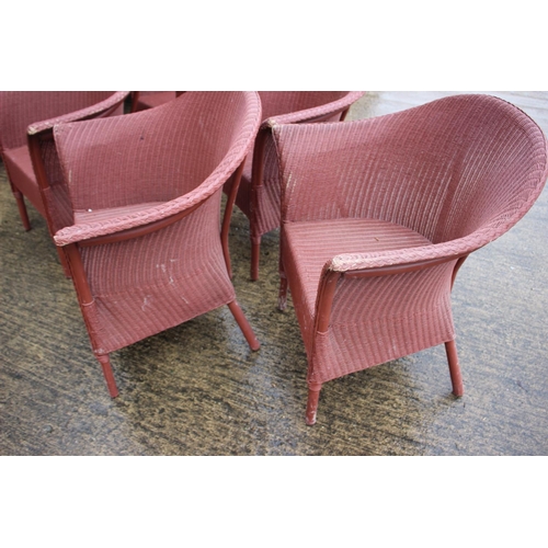 562 - Five 1940s Lloyd Loom armchairs with original 