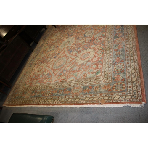 613 - An Egyptian Ziegler wool pile carpet with all-over floral design in shades of blue and cream on a ru... 