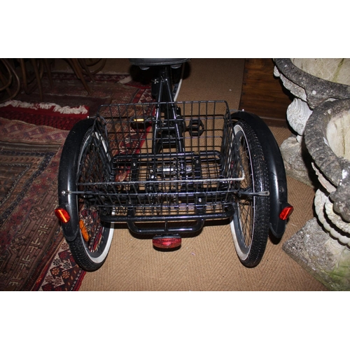 645 - A Jorvik Elite black coloured tricycle with rear basket