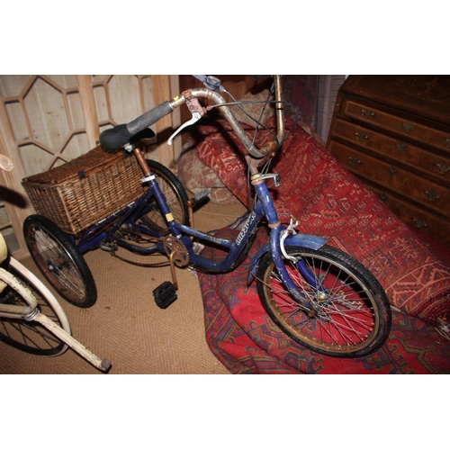 646 - A Mission blue painted tricycle with front basket