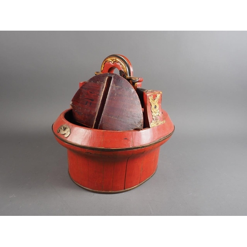 79 - A Chinese lacquered wedding basket, 12