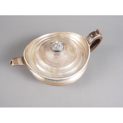 291 - An early 19th century Georgian silver squat teapot with hardwood handle and knob, 4