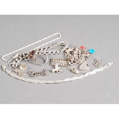 325 - A selection of silver jewellery including a charm bracelet, loose charms, etc, 47.5g gross