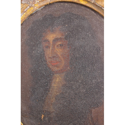 476 - An oil on oak panel, portrait of Charles II, 11