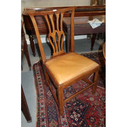 509 - A walnut and inlaid side chair with splat back and drop-in seat, on cabriole stretchered supports, a... 