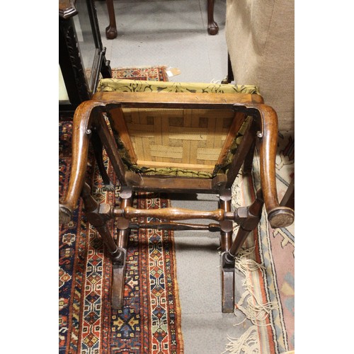 509 - A walnut and inlaid side chair with splat back and drop-in seat, on cabriole stretchered supports, a... 