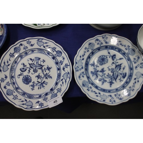 40 - A continental blue and white onion pattern rectangular shaped platter, 14 3/4