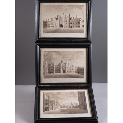 452 - John Spyers & Francis Jukes: three prints, scenes of Hampton Court Palace, in ebonised frames, t... 