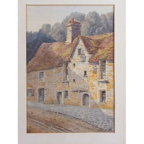 484 - John Henry Lorimer ARWS, 1896: watercolours, stone building, 10 1/4