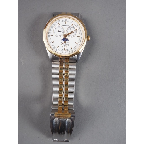 423 - A gentleman's Tissot bi-metal PR100 Chronometer bracelet watch with white enamel dial, 33mm dia