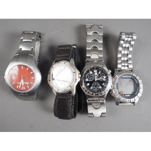 433 - A Rip Curl Ocean Tide watch, a G Max quartz watch and three other watches