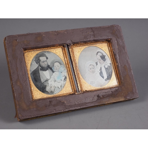 441 - Two circa 1860s ambrotypes of a husband and wife with children, in frames