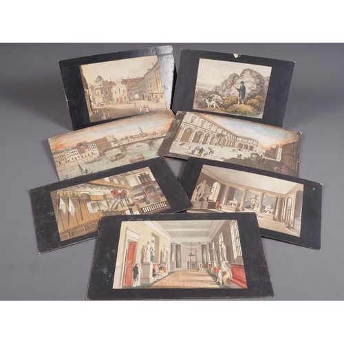 442 - Two 18th century hand-coloured engravings, Italian cities, and seven other 18th century hand-coloure... 