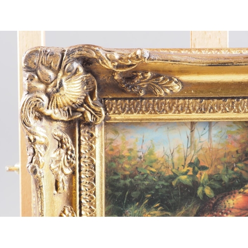 463 - A modern oleograph on board, study of a pheasant, in gilt frame