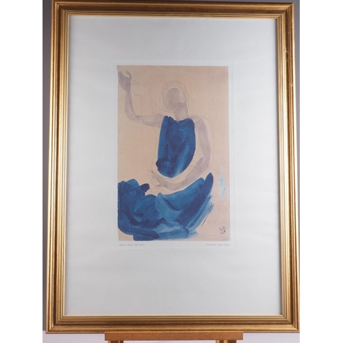 469 - Roy Little: a brass etching, fuchsias, in gilt metal frame, and M J Epps, an artists proof print, 