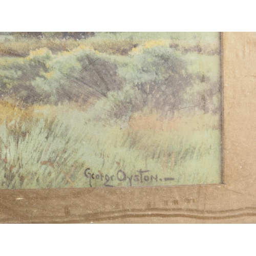 482 - George Oyston: watercolours, field with trees, 11 1/4