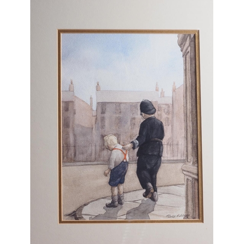 488 - Franck Ruddock: two watercolours, Edwardian childhood scenes, 10 1/2