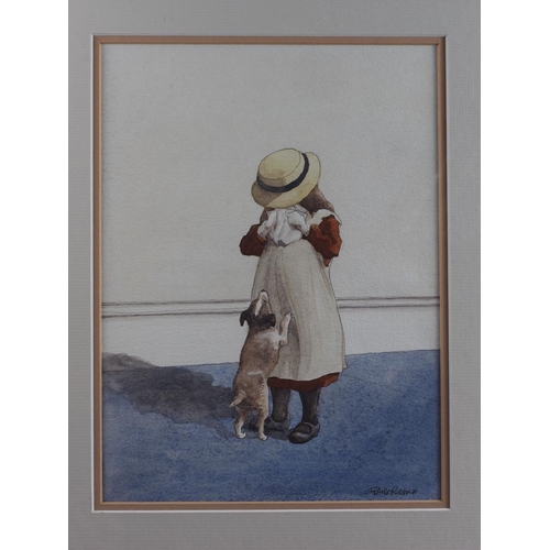 488 - Franck Ruddock: two watercolours, Edwardian childhood scenes, 10 1/2