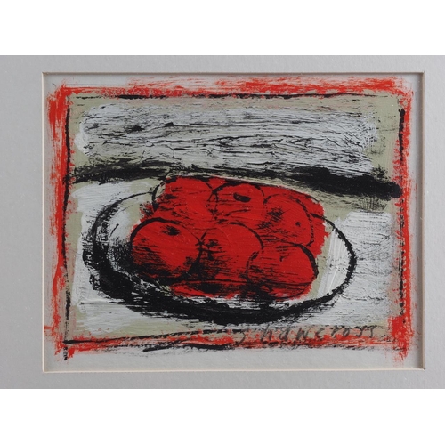 500 - Neil Shawcross MBE RHA HRUA: mixed media, still life red apples, 5 1/2