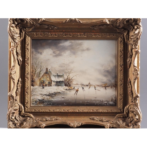 519 - Vic Hoeve: two oils on panels, winter scenes, 7 1/4