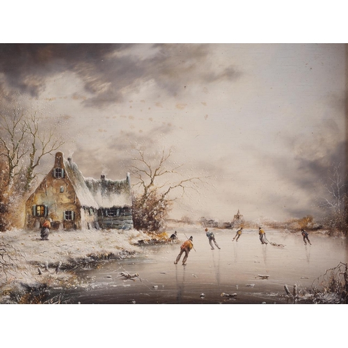 519 - Vic Hoeve: two oils on panels, winter scenes, 7 1/4