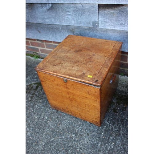 545 - A 19th mahogany box commode stool with liner, 17 1/4