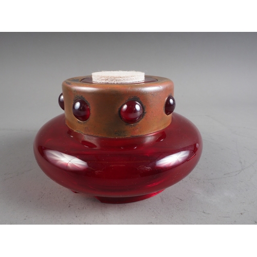 10 - A ruby glass pestle and mortar, 5 1/2